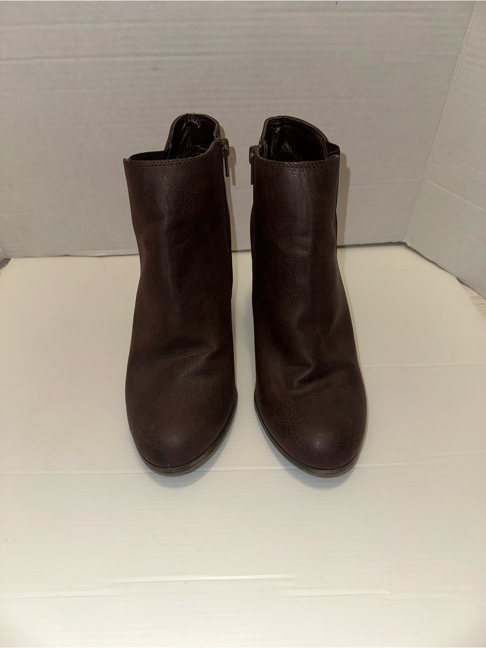 Fergalicious Brown Leather-Look Ankle Booties